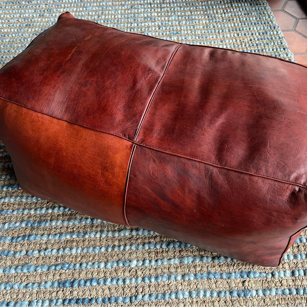 Leather pouf/ottoman cover